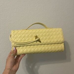 Butter Yellow Andiamo Woven Clutch Bag